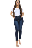 Blue High Waisted Plain Jeans