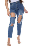 Blue Boyfriend Ripped Jeans