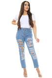 Blue Ripped Boyfriend Jeans