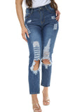 Blue Ripped Boyfriend Jeans