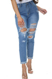 Blue Ripped Boyfriend Jeans