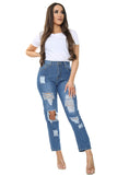 Blue Boyfriend Knee Cut Jeans