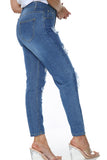 Blue Boyfriend Knee Cut Jeans