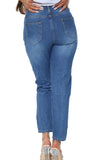 Blue Boyfriend Knee Cut Jeans