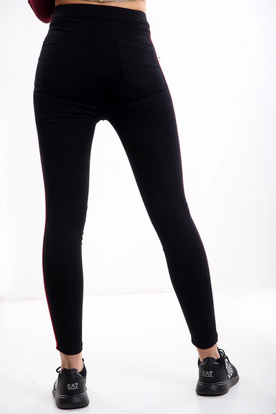 Black High Waisted Side Stripe Jeans