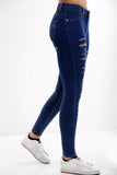 Blue Ladies High waisted multi cut jeans