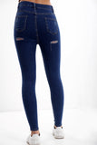 Blue Ladies High waisted multi cut jeans