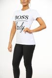 'BOSS LADY ' SLOGAN  PRINT T-SHIRT