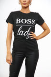 'BOSS LADY ' SLOGAN  PRINT T-SHIRT