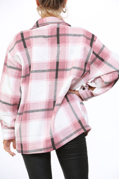 Pink Check Shacket