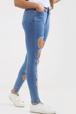 Ladies High waisted multi ripped Jeans