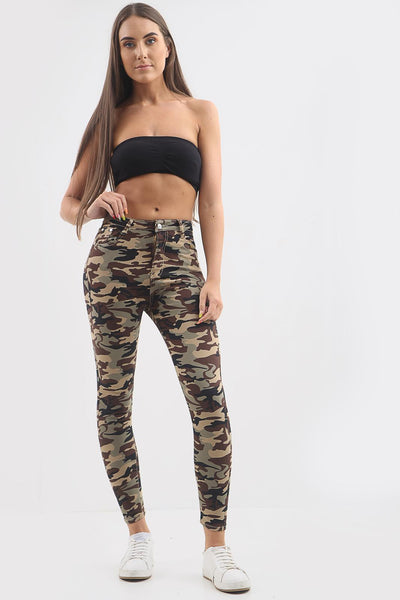 Camouflage Ladies high waisted Plain jean