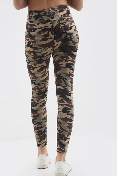 Camouflage Ladies high waisted Plain jean