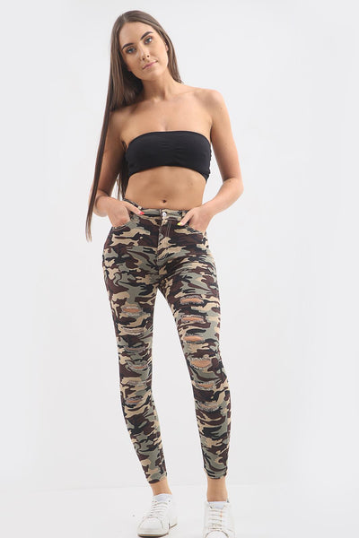 Camouflage Ladies high waisted jeans