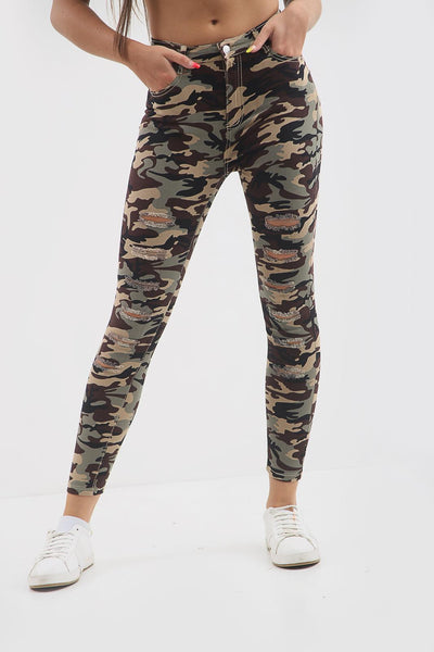 Camouflage Ladies high waisted jeans