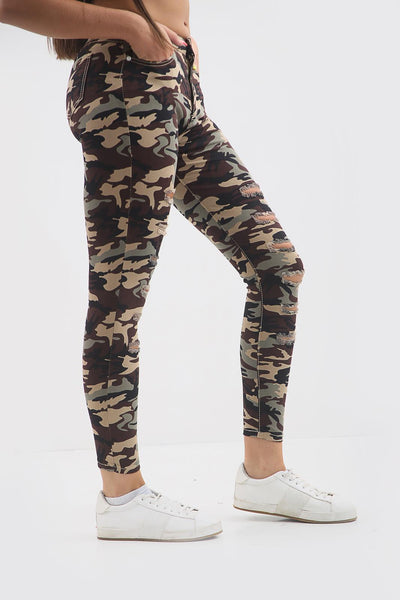 Camouflage Ladies high waisted jeans