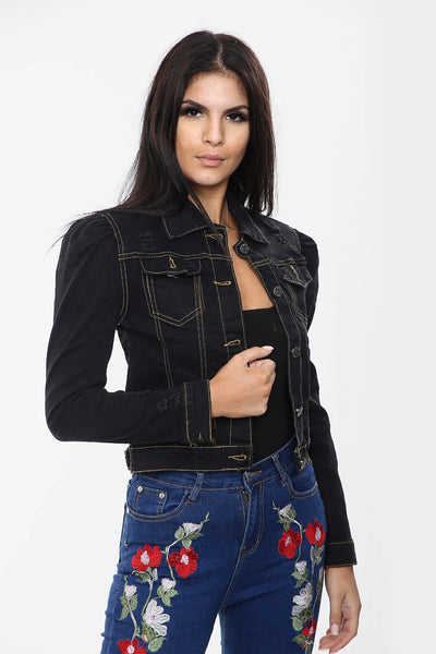 Black Stretch Denim Jacket