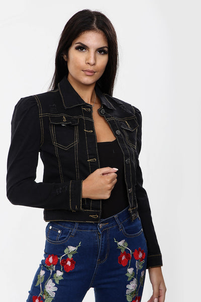 Black Stretch Denim Jacket