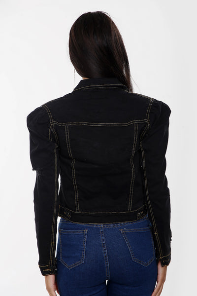 Black Stretch Denim Jacket