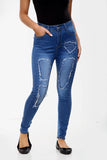 BLUE Diamante Ladies High Waisted Jeans