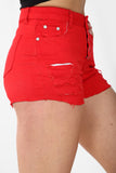 High waisted ladies Red shorts