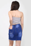 LADIES HIGH WAISTED BLUE SKIRT