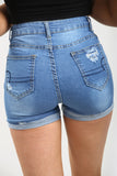 High waisted ladies blue shorts