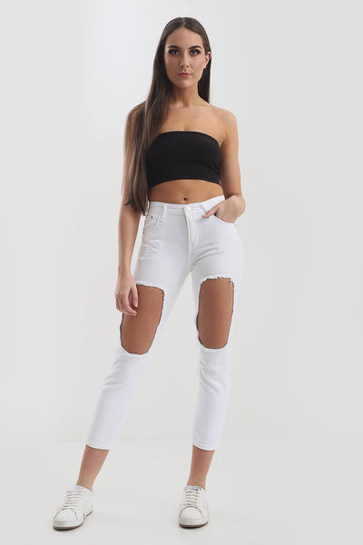 WHITE Ladies High waisted jeans