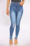 Frayed Hem Medium Blue Jeans