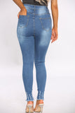 Frayed Hem Medium Blue Jeans