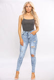 Denim Distressed Acid Wash Skinny Fit Jeans