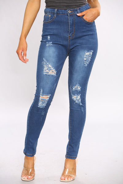 Blue Ripped Skinny Jeans