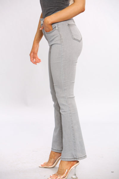 Grey High Waist Flare Jeans