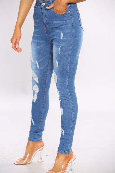 Blue wash Ripped Skinny Jeans