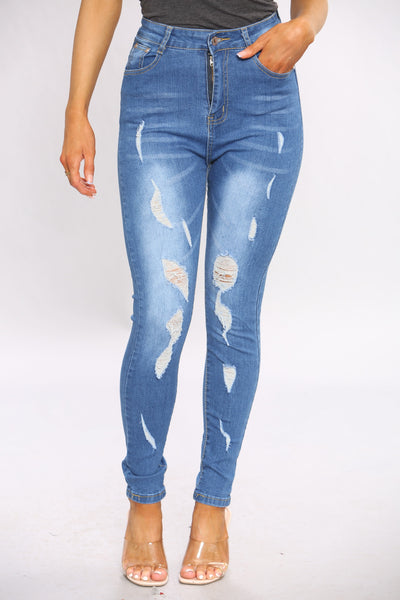 Blue wash Ripped Skinny Jeans