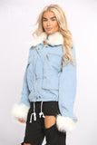 Blue Faux Fur Denim Jacket