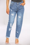 Ripped Denim Blue Mom Jeans