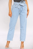 Paperbag Wide Leg Jeans In light Blue