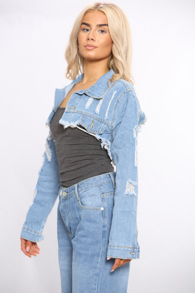 Blue Distressed Denim Jacket