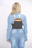 Blue Distressed Denim Jacket