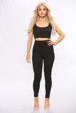 Black Cotton Diamante Side leggings