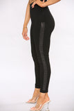 Black Cotton Diamante Side leggings