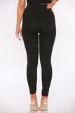 Black Cotton Diamante Side leggings