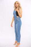 Blue Pocket Front Stretch Denim Dungaree