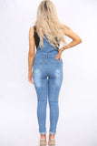 Blue Pocket Front Stretch Denim Dungaree