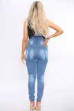 Blue Pocket Front Stretch Denim Dungaree