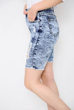 Acid Wash High Waisted Long Denim Shorts